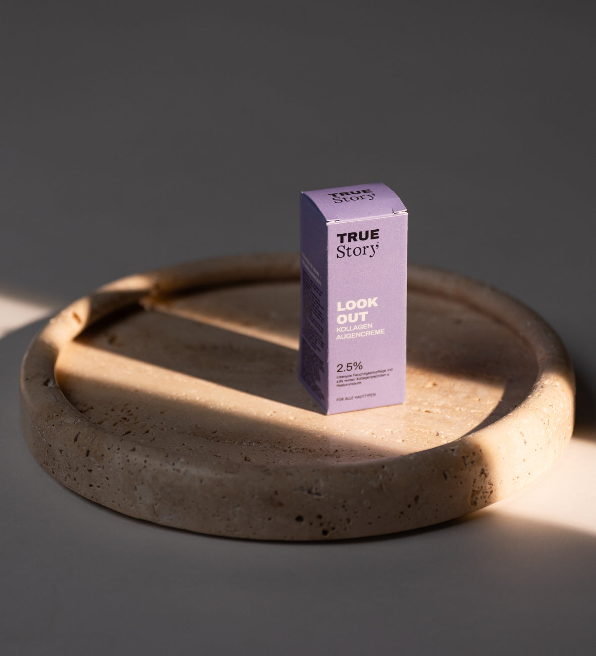 Violette Verpackung „Look Out“ Kollagen Augencreme 